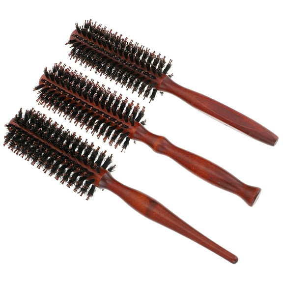 3Pcs Beard Brush Natural Boar Bristles Round Wooden Round