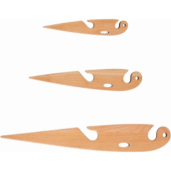 3Pcs Beech Wood Weaving Shuttle Knitting Loom Shuttles Handcrafted Knitting Loom Tools for Tapestry DIY Craft Weaving Accessories Teardrop Brown DIY