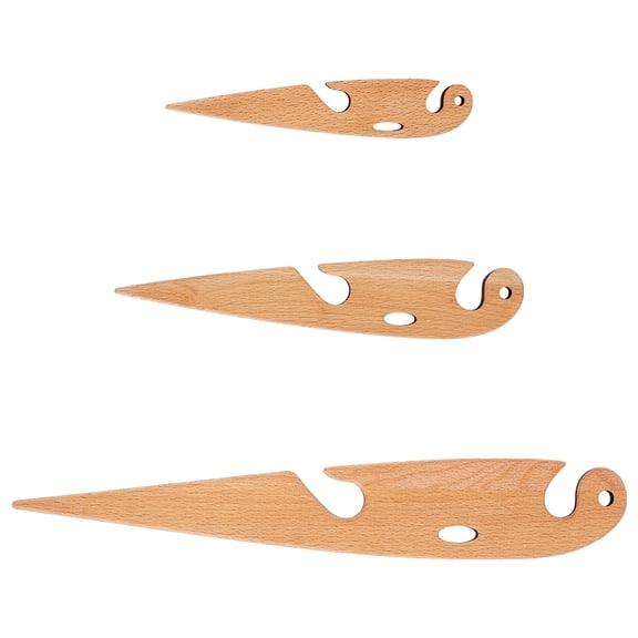 3Pcs Beech Wood Weaving Shuttle Knitting Loom Shuttles Handcrafted Knitting Loom Tools for Tapestry DIY Craft Weaving Accessories Teardrop for DIY