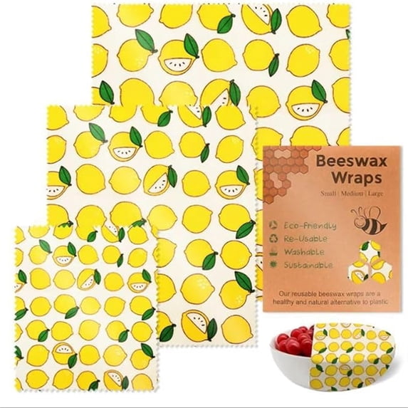 3Pcs Beeswax Wraps for Food, Beeswax Wrap(S M L), Reusable Bees Wax Wraps Beeswax Bread Bag, Food Wrap Cling Wrap Wax Paper Sheets for Food, Beeswax Paper Sandwich Wrap