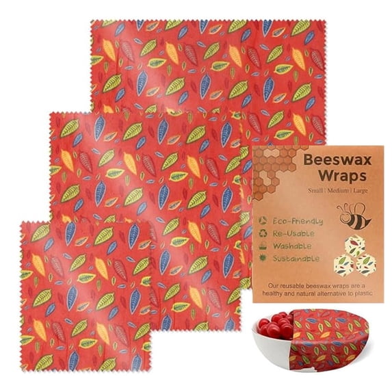 3Pcs Beeswax Wraps for Food, Beeswax Wrap(S M L), Reusable Bees Wax Wraps Beeswax Bread Bag, Food Wrap Cling Wrap Wax Paper Sheets for Food, Beeswax Paper Sandwich Wrap
