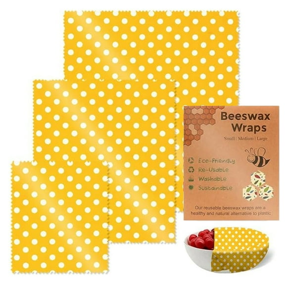 3Pcs Beeswax Wraps for Food, Beeswax Wrap(S M L), Reusable Bees Wax Wraps Beeswax Bread Bag, Food Wrap Cling Wrap Wax Paper Sheets for Food, Beeswax Paper Sandwich Wrap, Food Wrapping Paper, Dots