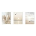 3Pcs Beige Grass Sunset Beach Palm Tree Canvas Painting
