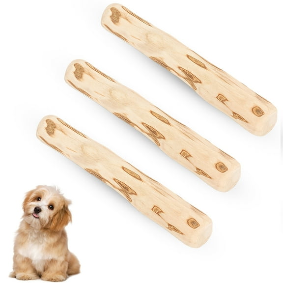 3Pcs Biodegradable Wooden Dog Chews Coffee Wood Chew Stick Pet Chewing Toy