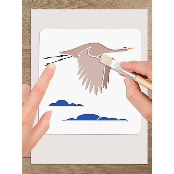 3Pcs Bird Theme Plastic Drawing Painting Stencils Templates for Painting on Scrapbook Fabric Tiles Floor Furniture Wood Crane