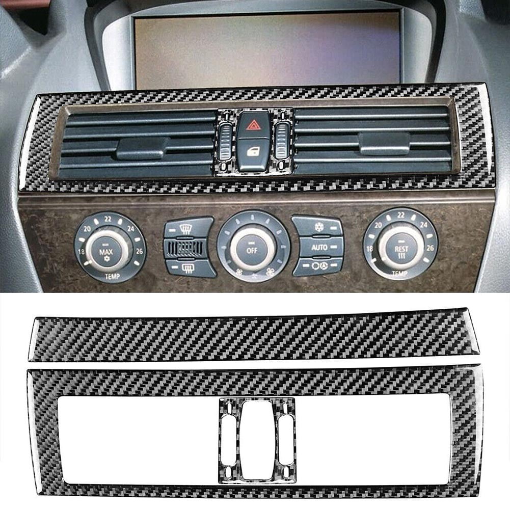 3Pcs Black Carbon Fiber Center Air Vent Interior Trim For BMW 650i ...