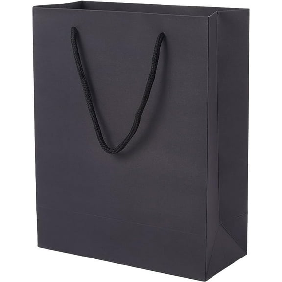 3Pcs Black Gift Wrap Bags Paper Tote Large Rectangle Kraft Shopping Packaging Birthdays Holiday Party Favor Present Wrapping Bag Birthday Packet for Men Christmas Wedding Business Retail