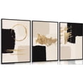 thumbnail image 1 of 3Pcs Black and Gold Abstract Wall Art Bohemian Minimalist Geometric Canvas Poster Prints Beige Gold Foil Pictures Painting Wall Decor for Living Room Bedroom Office Decoration, 1 of 5