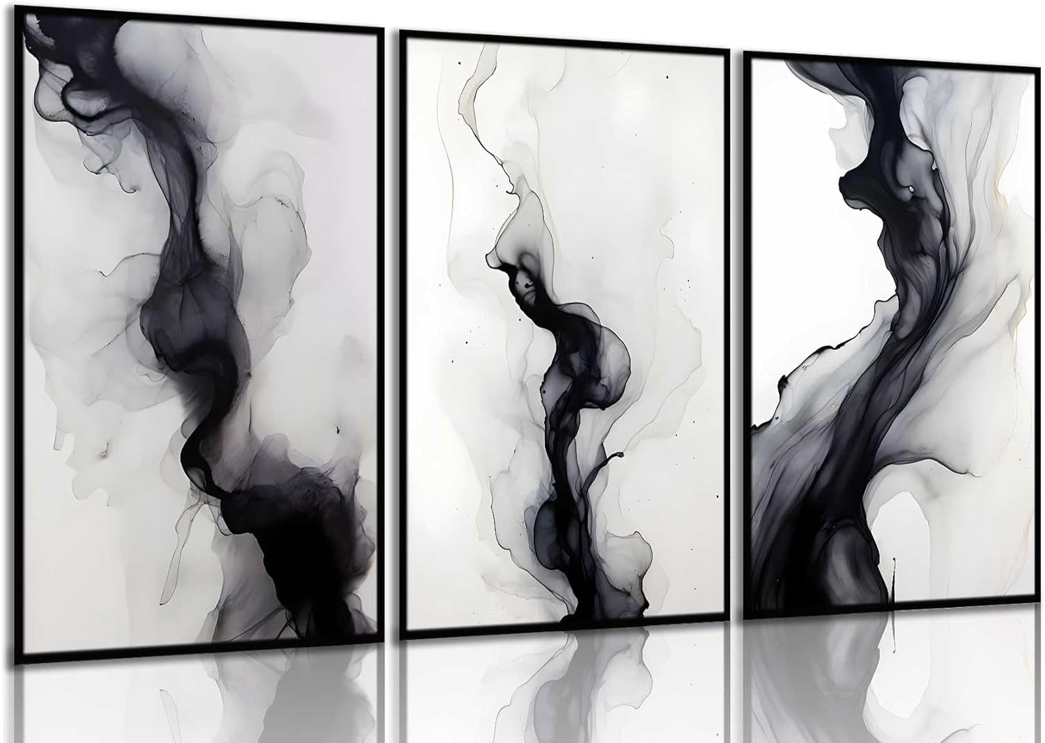 3Pcs Black And White Simple Abstract Canvas Wall Art Black and gray ...