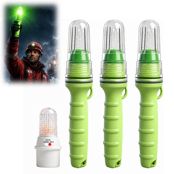 3Pcs Boat Flares – 2026 Upgrade Marine Visual Distress Signals, Waterproof LED Emergency Strobe Lights for Fishing Vessels, Buoys, Kayaks & Yachts (Green)