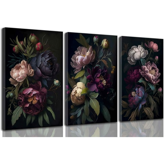 3Pcs Boho Abstract Floral Canvas Wall Art Mid Century Modern Minimalist Sage Green and Black Neutral Flower Botanical Picture Wall Decor Poster Print Artwork for Living Room Bedroom Und