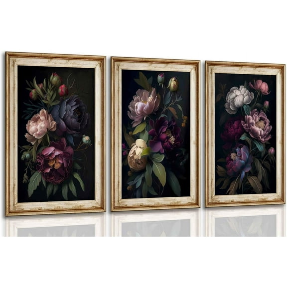 3Pcs Boho Abstract Floral Canvas Wall Art Mid Century Modern Minimalist Sage Green and Black Neutral Flower Botanical Picture Wall Decor Poster Print Artwork for Living Room Bedroom Und