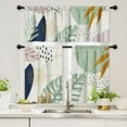 thumbnail image 1 of 3Pcs Boho Leaf Kitchen Curtains and Valances,Boho Tropical Plants Window Treatment Tiers 36 Inch Length Modern Small Cafe Curtains for Kitchen Decor, 1 of 5