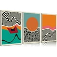 thumbnail image 1 of 3Pcs Boho Mid Century Modern Canvas Wall Art Abstract Color Block Geometric Posters Prints Colorful Simple Line Wall Decor Pictures for Living Room Bedroom Home Decoration Und, 1 of 7