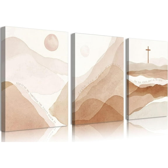 3Pcs Boho Mountain Wall Art Southwest Canvas Posters Prints Mid Century Modern Pictures Forest Painting Farmhouse Wall Decor for Living Room Bedroom Unframed(canvas only)
