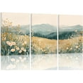 thumbnail image 1 of 3Pcs Boho Mountains Flower Canvas Wall Art Daisy Wildflower Landscape Pictures Wall Decor Abstract Watercolor Floral Painting Prints Green Natural Scenery Poster Artwork for Living Room, 1 of 5