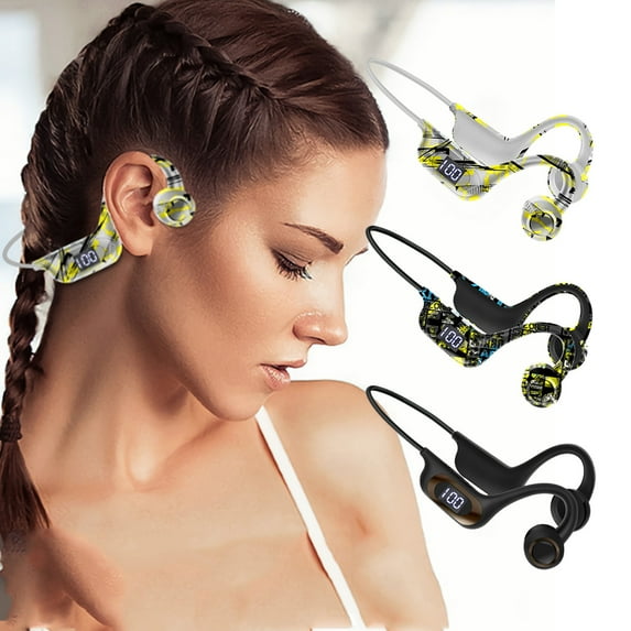 3Pcs Bone Conduction Earphones, Kadlawus Bone Conduction Earphones, Bluetooth 5.3 Open Ear Headphones with Neckband, Sweatproof Sport Headset for Running, Cycling, Office, Safe and Comfortable