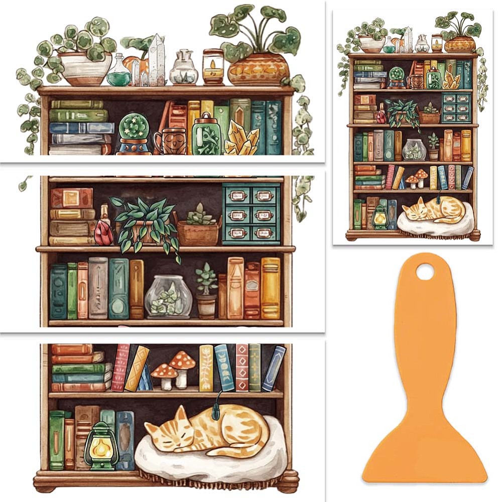 3Pcs Bookshelves Rub on Transfers for Furniture and Crafts 12x6 Inch ...