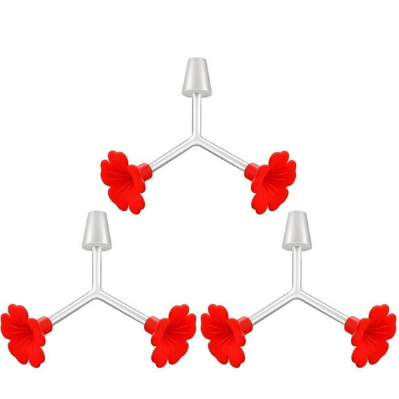 3Pcs Bottle Stopper Double Fork Bird Feeder, Bird Friend Bird Feeder with Little Red Flower, Garden Decorations for Bird Lover (1Pc)