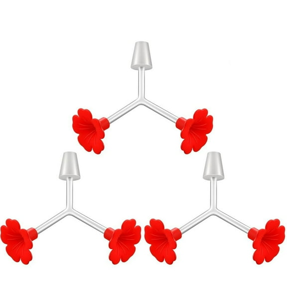 3Pcs Bottle Stopper Double Fork Bird Feeder, Bird Friend Bird Feeder with Little Red Flower, Garden Decorations for Bird Lover (1Pc)