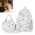 thumbnail image 1 of 3Pcs Bow Print Backpack Set, Breast Cancer Awareness Pink Ribbon School Bookbag with Lunch Box & Pencil Case for Back to School Girls Daily Use, 1 of 4