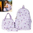 thumbnail image 1 of 3Pcs Bow Print Backpack Set, Breast Cancer Awareness Pink Ribbon School Bookbag with Lunch Box & Pencil Case for Back to School Girls Daily Use, 1 of 4