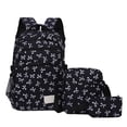 thumbnail image 1 of 3Pcs Bow Print Backpack, Water Resistant School Backpack with Shoulder Bag&Storage Bag, Lightweight Breathable Laptop Bag for Outdoor Travel (Black), 1 of 8