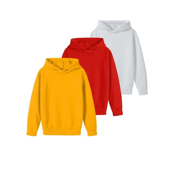 3Pcs Boys Girls Casual Soft Brushed Fleece Sweatshirt Hoodies Kids Spring Autumn Hooded Pullover Tops 3-14 Years