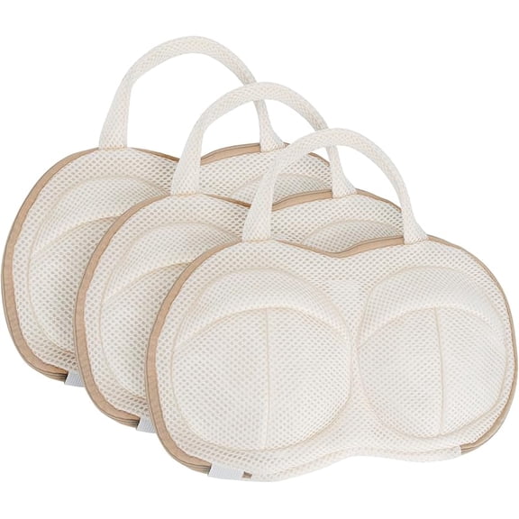 3Pcs Bra Wash Bags for Laundry Lingerie Brassiere Bag bra washing protector holder for Washing Machine Beige