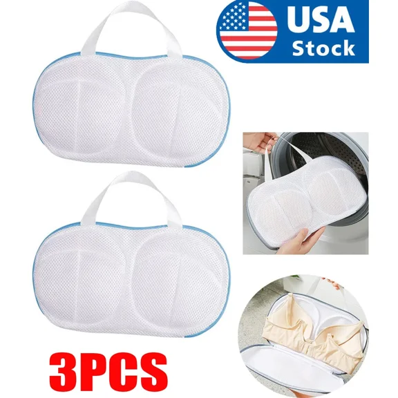 3Pcs Bra Washing Bags For Laundry Lingerie Wash Dryer Bag Non-Deform With Zipper
