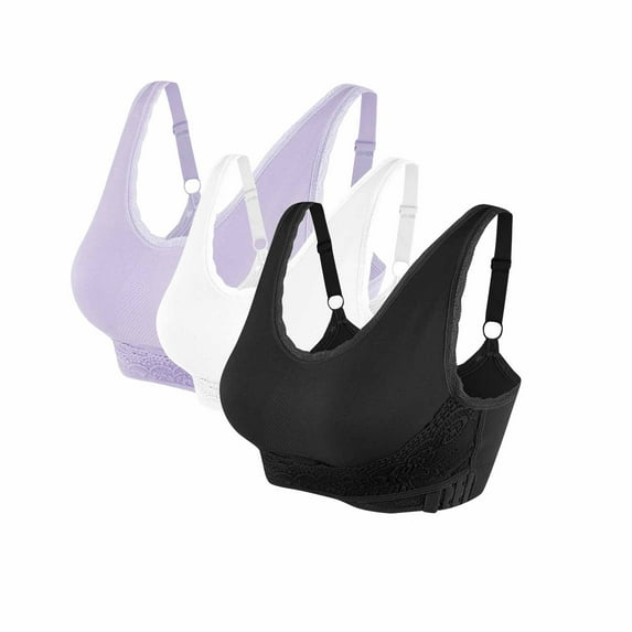 3Pcs Bralettes for Women Comfortable Breathable Nylon Spandex Comfort Sports Bras Underwear Pack (M, Multicolor)
