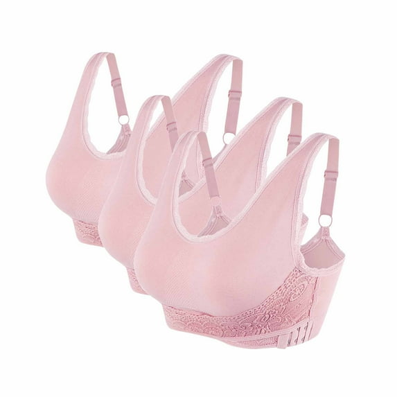 3Pcs Bralettes for Women Comfortable Breathable Nylon Spandex Comfort Sports Bras Underwear Pack (S, Pink)