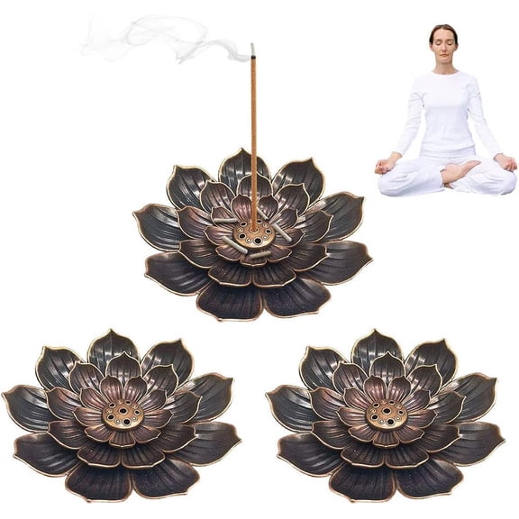 3Pcs Brass Incense Holder, Lotus Incense Sticks Holder, Cone Incense Burner Ash Catcher for Home Decor,Yoga,SPA