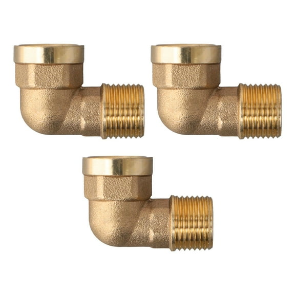 3Pcs Brass Pipe Fittings,90 Degree Brass Elbow,1/2 inch Male to 1/2 Female