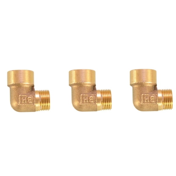 3Pcs Brass Pipe Fittings,90 Degree Brass Elbow,3/8 inch Male to 3/8 Female