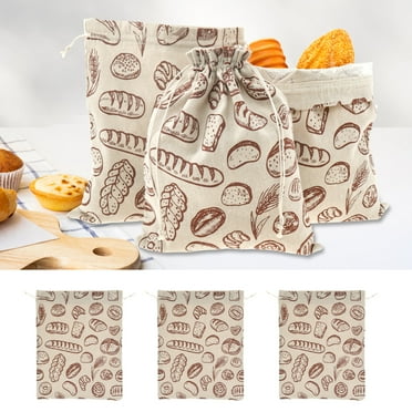 3Pcs Bread Bags Linen Bread Storage Bags with TPU Lining Bread Bags Drawstring Closure Bread Bags Easy to Use Bread Storage Bags Enough Space Bread Bags Suitable for Bread