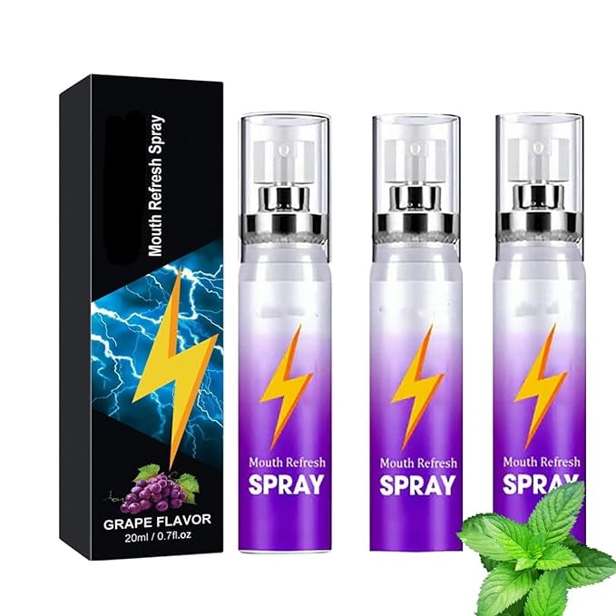 3Pcs Breath Freshener, Mint Flavor Breath Refreshing Mouth Spray, Bad Breath Removal Oral Spray, Teeth odor Remove cleaning spray, No Brushing Oral Care Spray, Breath Freshener Care Cleaner