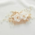 thumbnail image 1 of 3Pcs Bridal Hair Pins White Flower Bride Hair Pieces Wedding Hair Side Combs Floral Headpieces Accessories Fall Beach Clip for Brides Bridesmaids Women Girls, 1 of 4