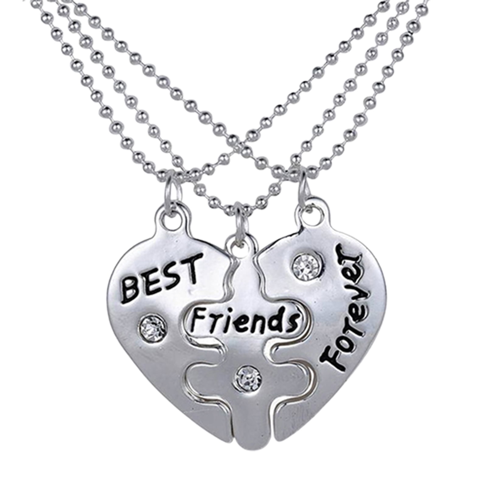 3Pcs Broken Heart Shape Carved Letters Best Friends Forever Chain