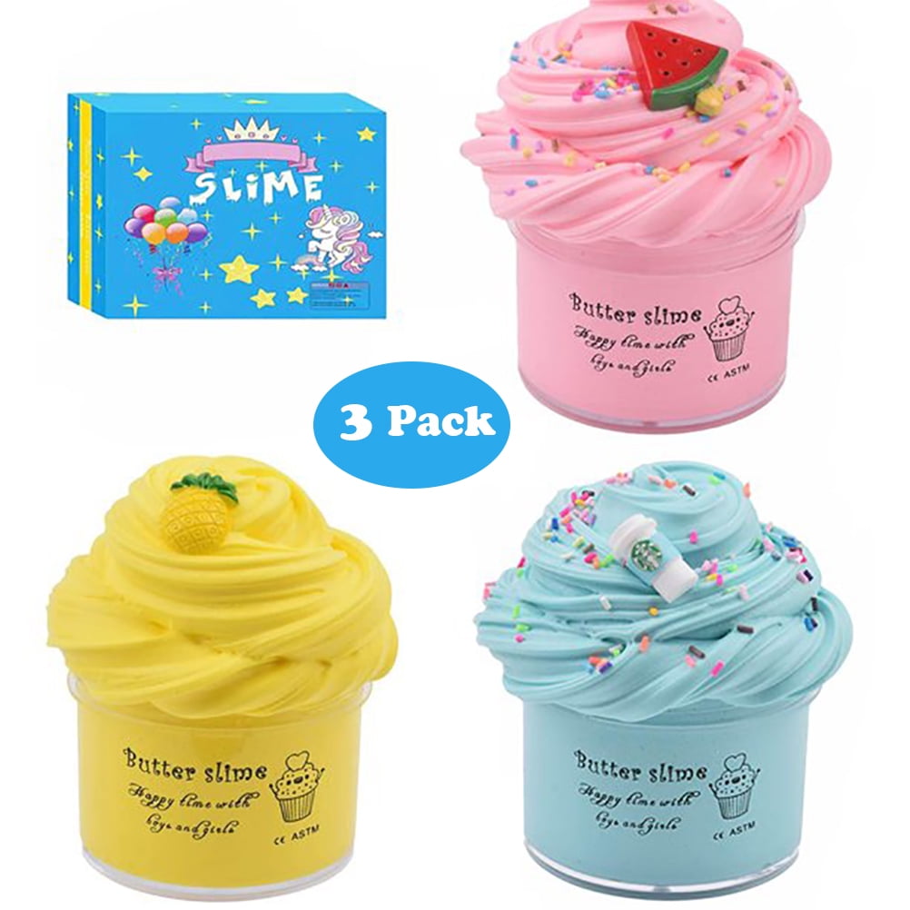 Kit with 4 Pack Butter Slime, Super Soft and Non-Sticky Cloud