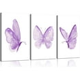 thumbnail image 1 of 3Pcs Butterfly Canvas Wall Art Purple Butterfly Posters Pictures Minimalist Cute Animal Paintings Aesthetic Preppy Room Prints for Girls Bedroom Nursery Home Wall Decor Gift Framed, 1 of 6
