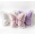 thumbnail image 1 of 3Pcs Butterfly Throw Pillows with Lace Ruffle, 22 Inch Velvet Decorative Cushion for Couch Bedroom Living Room Home Decor (White+Pink+Purple), 1 of 4
