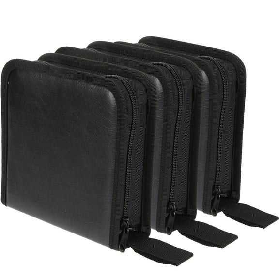 TABLZONE Compact CD Storage Organizer Set of 3, Black PU and Non-Woven Material for Game and Music Disc