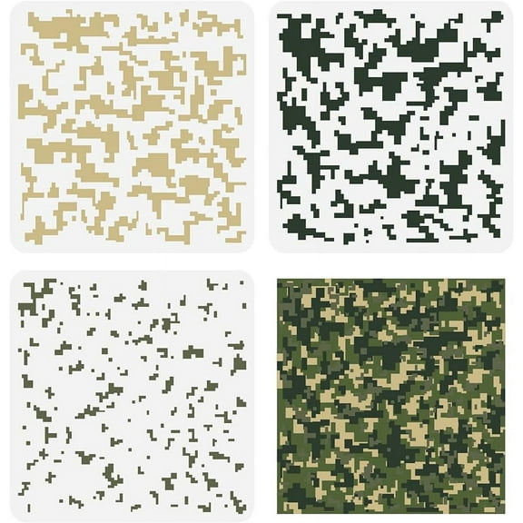 3Pcs Camo Reusable Painting Stencils Templates for Fabric Wood Decor 11.8x11.8inch