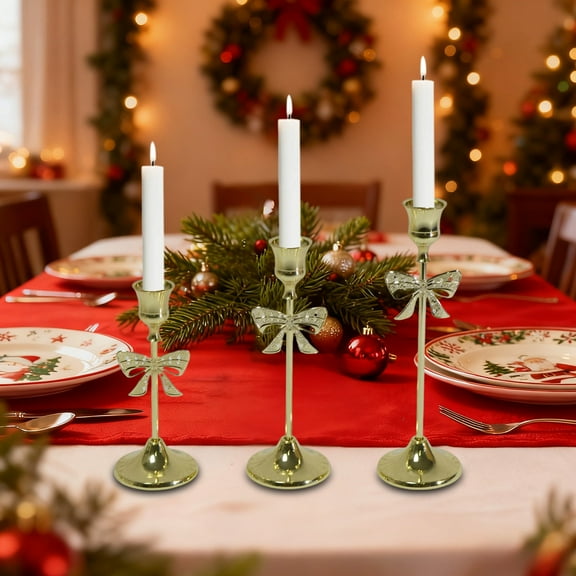 3Pcs Candlestick Holders Gold,Taper Candle Sconces Set, Vintage Candle Stick Decorative for Dining Tables,Romantic Candlelight Dinner Prop,for Fireplace Party Dining Home Decors
