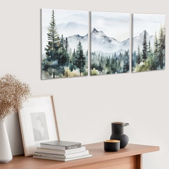 3Pcs Canvas Wall Art Canvas Landscape Ink Painting Multipurpose Ready to Hang Wall Art Painting for Bedroom Office Living Room Decor