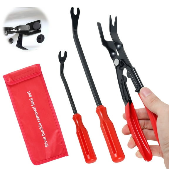 3Pcs Car Clip Pliers and Fastener Remover Auto Trim Removal Tool Kit with Storage Bag Anti Slip Car Door Panel Dashboard Repair Kit Portable Car Trim Rivet Removal Tool for Car Door Panel