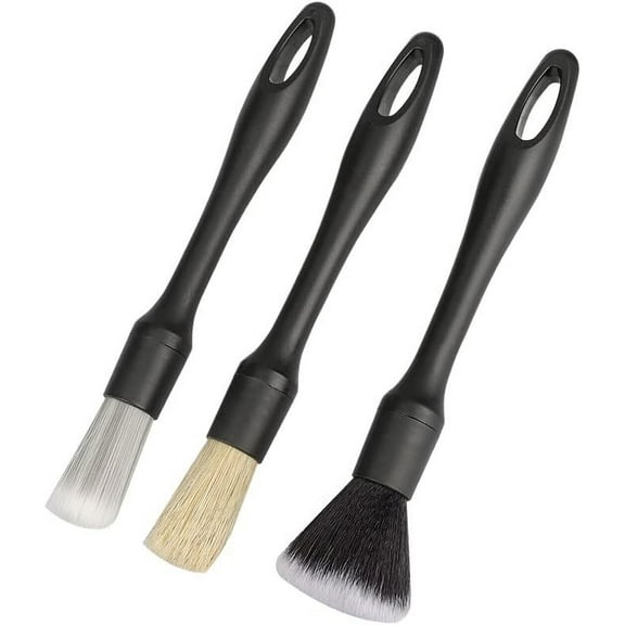 3Pcs Car Detail Brush Wash Auto Detailing Cleaning Kit Engine Wheel Brushes Set, for Cleaning Air Vents Engine Compartment Signs Dashboard Seat Wheels