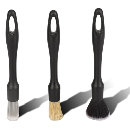 3Pcs Car Detailing Brush Set, EEEkit Car Detail Brush Kit with Fiber Soft Boars Hair, Detailing Brushes Cleaning for Interior or Exterior, Air Vents, Emblems Wheels, Engine Bay, Leather Seats