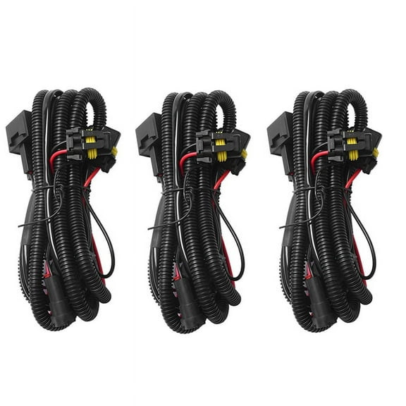 3Pcs Car Fog Light Relay Harness H11 880 Relay Adapter Extension Cable 40A LED Light and Halogen Fog Light Connector,3 x harness,black